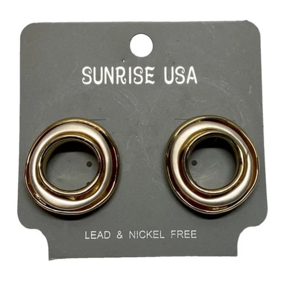 Sunrise USA Earringsโ Large Silver Tone Heavy Ear Fashion Lead & Nickel Free NWT
